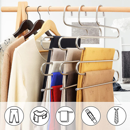 Stainless Steel Clothes Pants Hangers Closet Storage Organizer For Pants Jeans Scarf Hanging Space Save Trousers Hanger